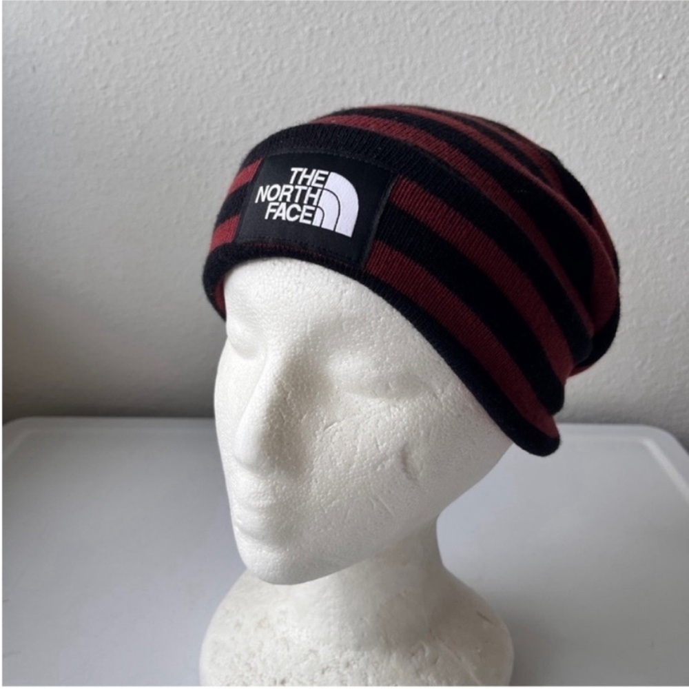 The North Face Red and Black Striped Beanie - Picture 2 of 4